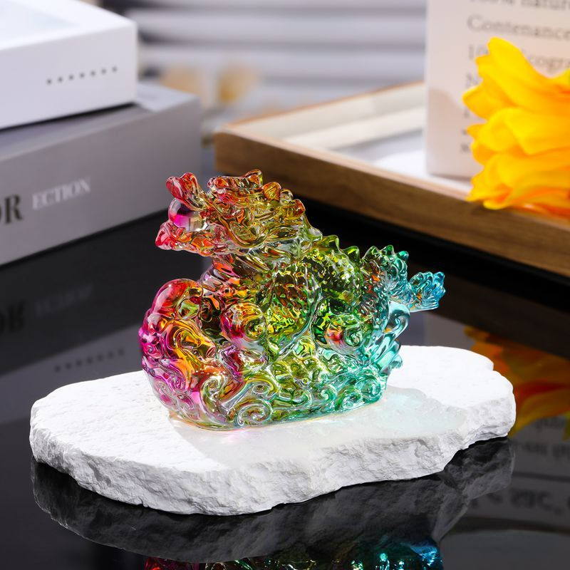 Paper Weight Crystal - Kristal ejderha heykelcik cam şanslı çin